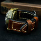 Skull Leather Watch Bracelet - 925 Silver Handmade