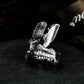 Cracked Skull Ring with Demonic Horns ¨C 925 Sterling Silver Handmade