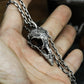 Bird Skull Pendant with Carved Details ¨C 925 Sterling Silver Handmade