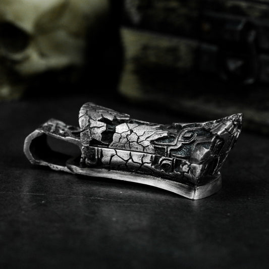 Carved Coffin Pendant - 925 Silver Handmade