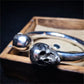 Twin Skull Torque Bracelet ¨C 925 Sterling Silver Handmade