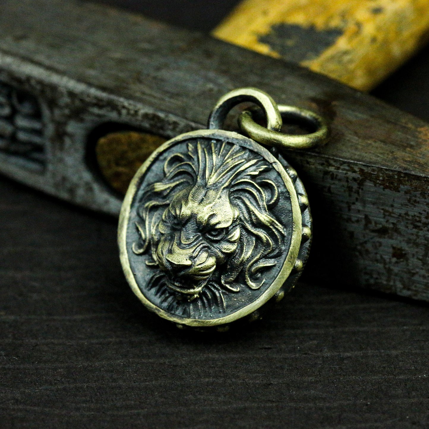 Lion Head Coin Pendant ¨C 925 Sterling Silver Handmade