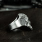 Knight Helmet Ring with Engraved Crest ¨C 925 Sterling Silver Handmade