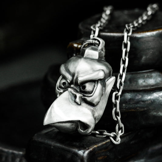 Plague Doctor Mask Pendant ¨C 925 Sterling Silver Handmade