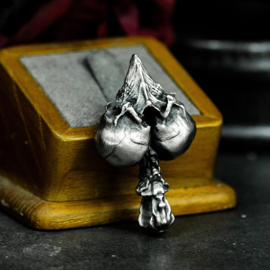 Inverted Heart Skull Pendant ¨C 925 Sterling Silver Handmade