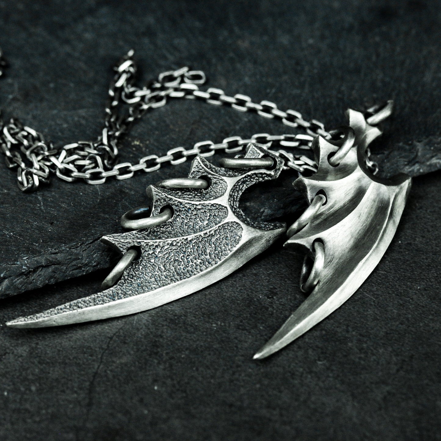 Dual-Style Bat Wing Pendant Set - 925 Sterling Silver Handmade