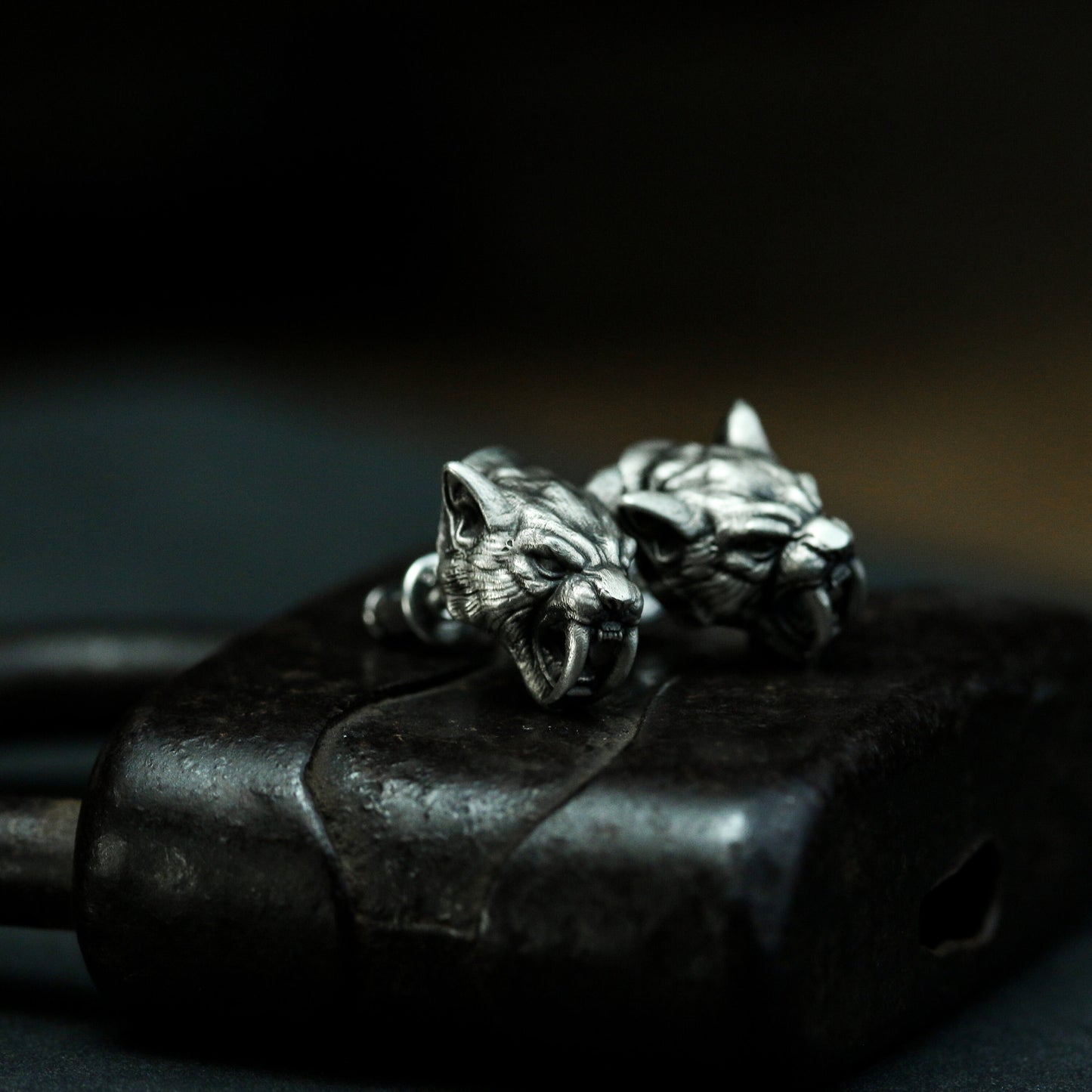 Saber-toothed Tiger Earrings - 925 Silver Handmade