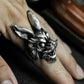 Snarling Rabbit Ring ¨C Handmade 925 Silver Fierce Animal Band