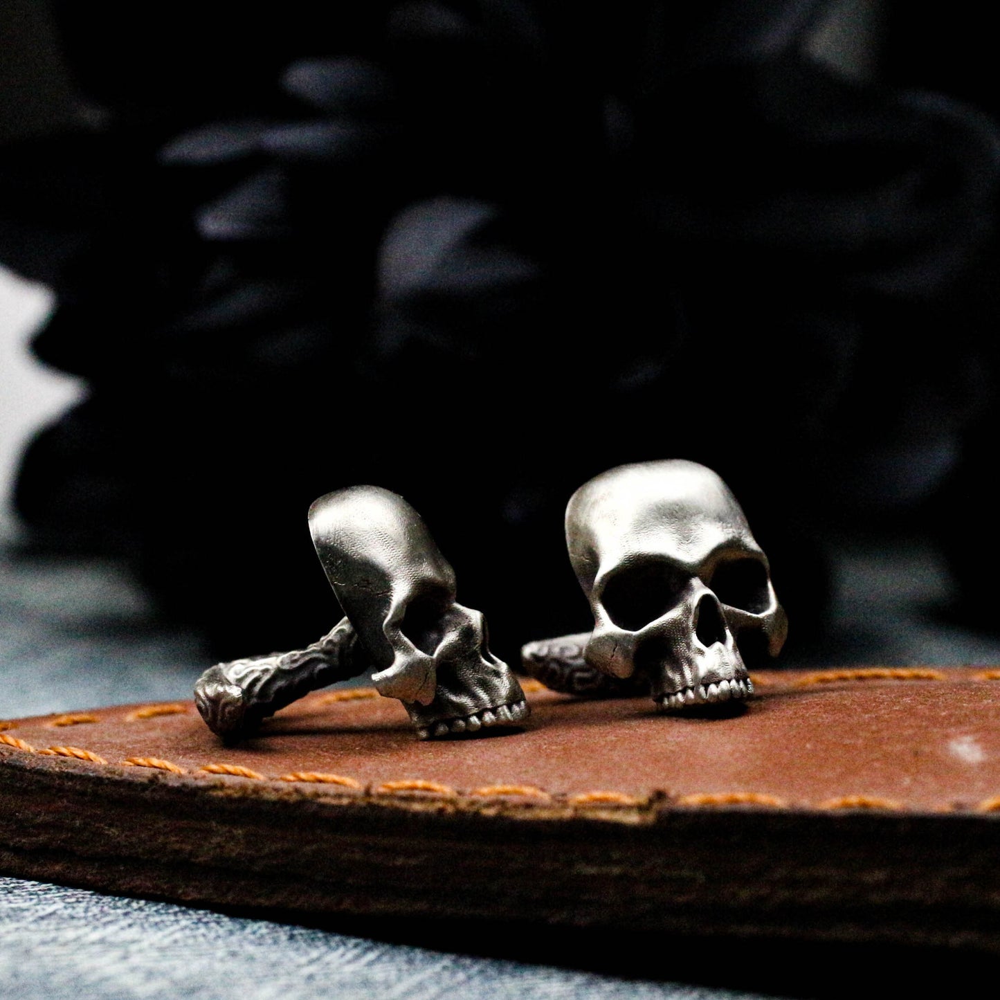 Human Skull Cufflinks - 925 Sterling Silver Handmade