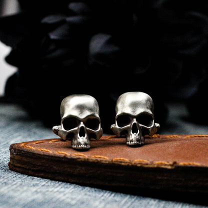 Human Skull Cufflinks - 925 Sterling Silver Handmade