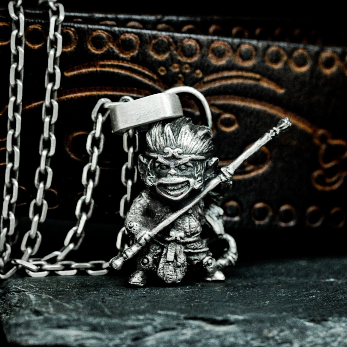 Monkey King Staff Pendant - Silver and Brass Mix - 925 Handmade