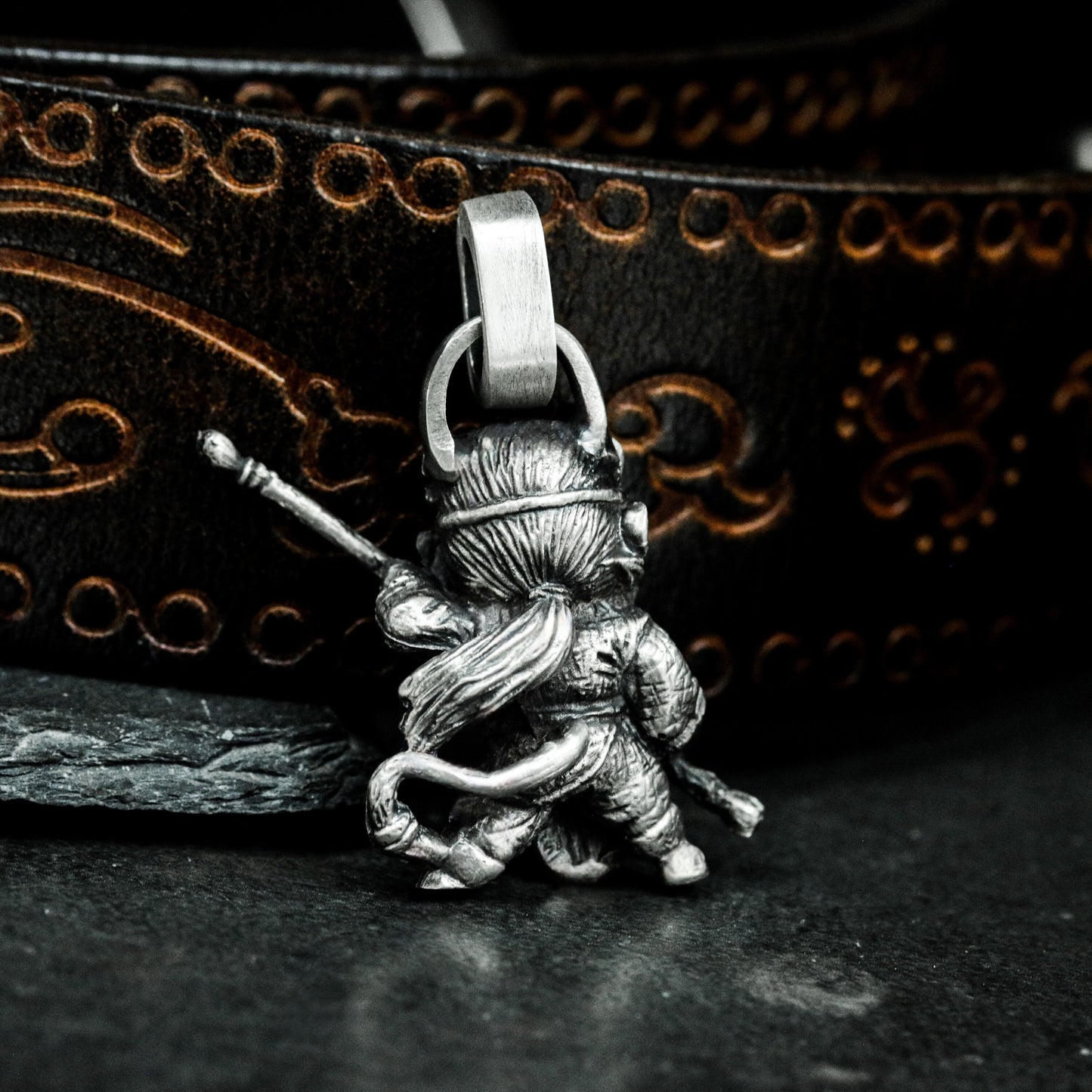 Monkey King Staff Pendant - Silver and Brass Mix - 925 Handmade