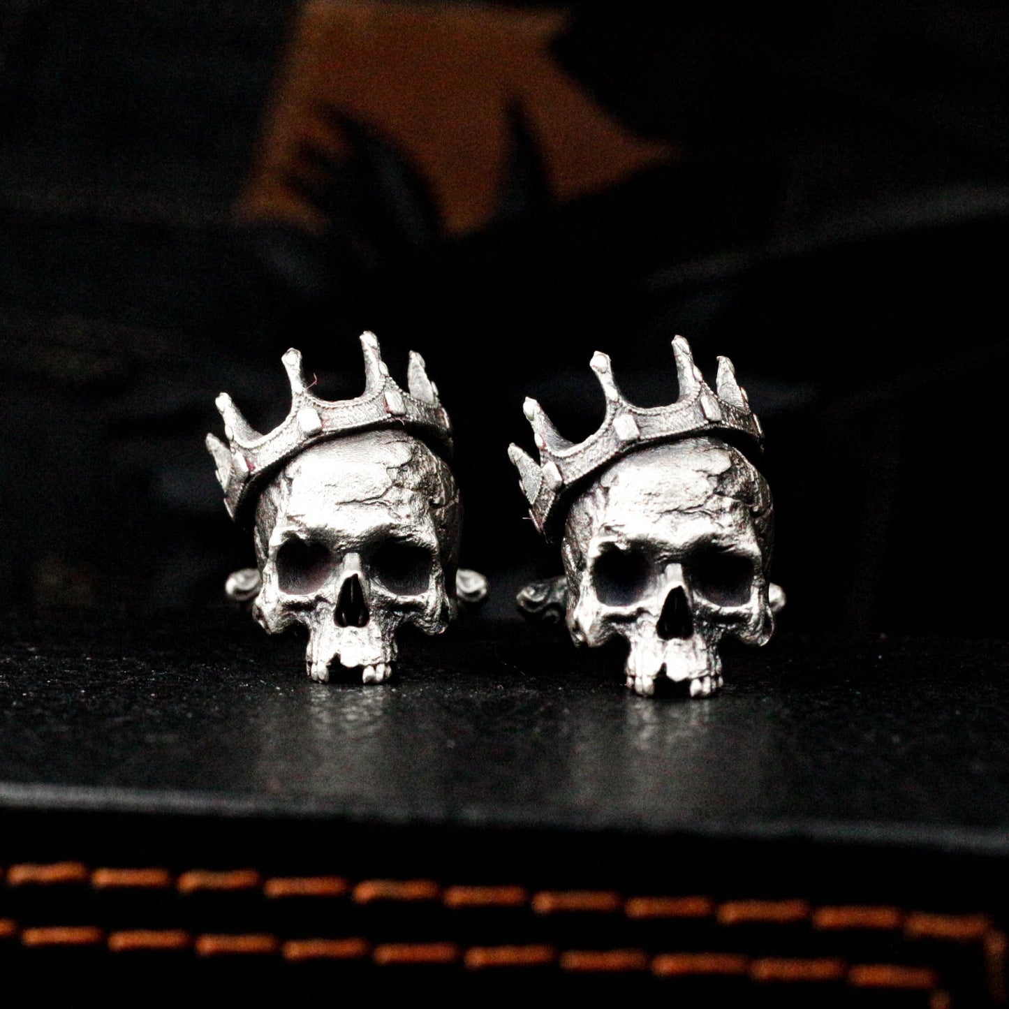 Crown Skull Cufflinks - 925 Silver Handmade