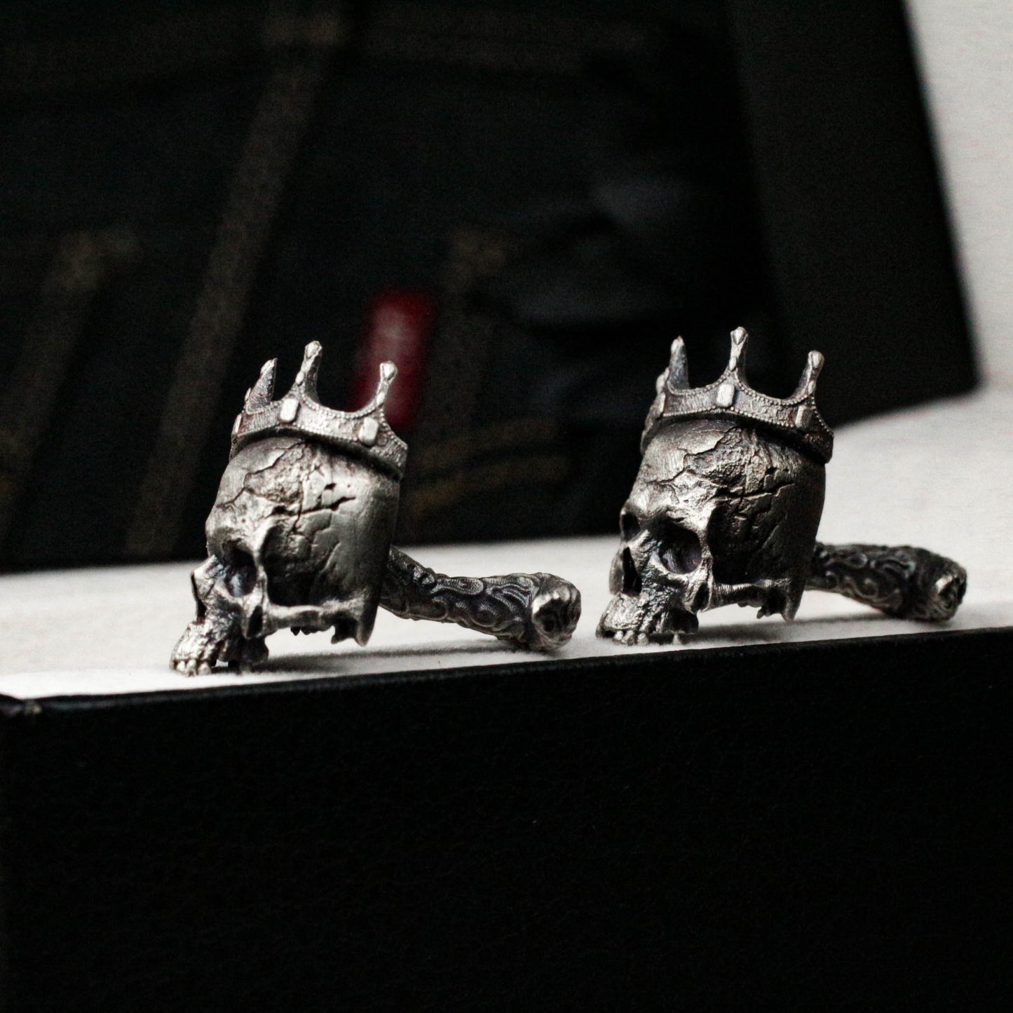 Crown Skull Cufflinks - 925 Silver Handmade