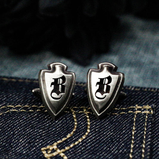 Shield Cufflinks - Custom Engraved 925 Silver Handmade