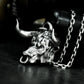 Snarling Bull Pendant - 925 Silver Handmade Wild Rage
