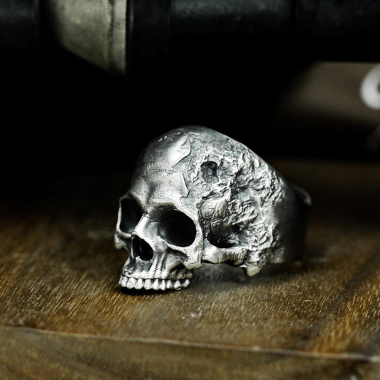 Rounded Skull Ring ¨C Handmade 925 Silver Smooth Bone Band
