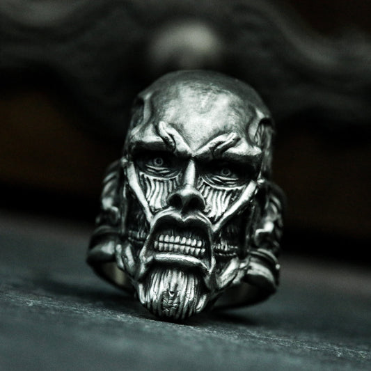 Terror Mask Ring ¨C Handmade 925 Silver Fear Warden Band