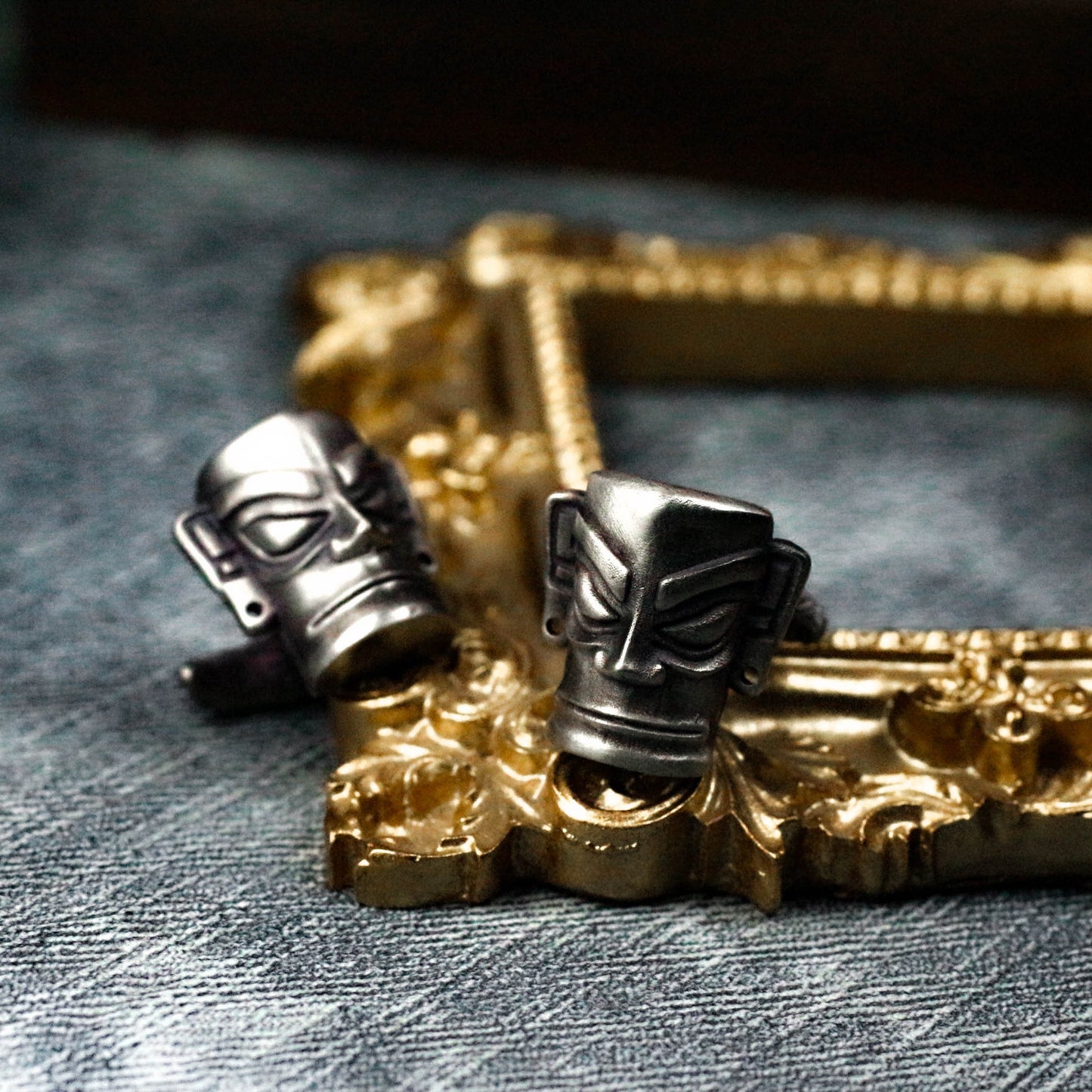 Sanxingdui Mask Cufflinks, Ancient - 925 Sterling Silver Handmade