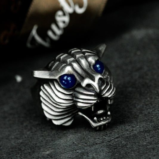 Sapphire Tiger Ring - 925 Silver Handmade