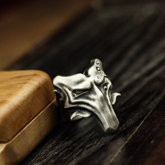 Vampire Wolf Mask Ring - 925 Silver Handmade