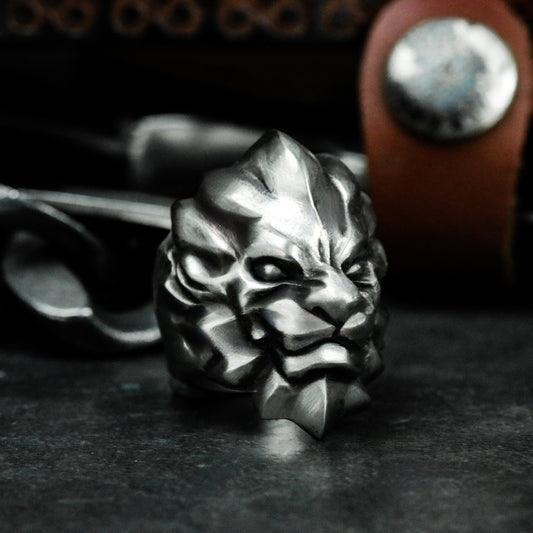 Lion Heart Ring ¨C Handmade 925 Silver Tribal King Band