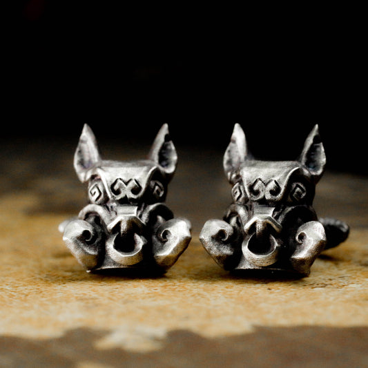 Indian Wild Boar Totem Cufflinks - 925 Sterling Silver Handmade