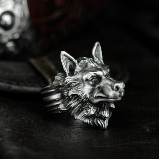 Wolf King Ring - 925 Silver Handmade