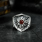 Volcanic Ruby Lava Ring - 925 Silver Handmade
