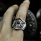 Volcanic Ruby Lava Ring - 925 Silver Handmade