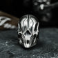 Carved Cyber Skull Ring - 925 Silver Handmade
