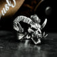 Double-Horned Demon Skull Ring ¨C 925 Sterling Silver Handmade