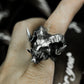 Double-Horned Demon Skull Ring ¨C 925 Sterling Silver Handmade