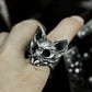 Cat Skull Ring - 925 Silver Handmade