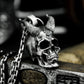 Hanging Demon Skull Pendant with Chain Suspension ¨C 925 Sterling Silver Handmade