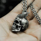 Hanging Demon Skull Pendant with Chain Suspension ¨C 925 Sterling Silver Handmade