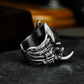 Alien Skull Ring with Spine Detail - 925 Sterling Silver Handmade