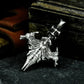 Raven Wing Pendant with Skull Detail - 925 Sterling Silver Handmade
