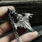 Raven Wing Pendant with Skull Detail - 925 Sterling Silver Handmade