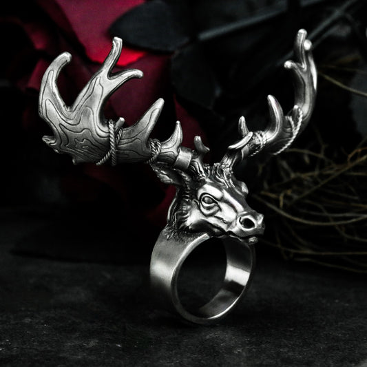 Antler Beast Ring ¨C Handmade 925 Silver Forest Guardian Band