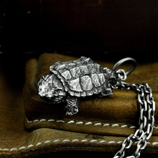 Turtle Skull Pendant - 925 Silver Handmade