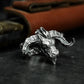Horned Demon Ring ¨C Handmade 925 Silver Infernal Beast Band