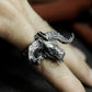 Horned Demon Ring ¨C Handmade 925 Silver Infernal Beast Band