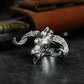 Horned Demon Ring ¨C Handmade 925 Silver Infernal Beast Band