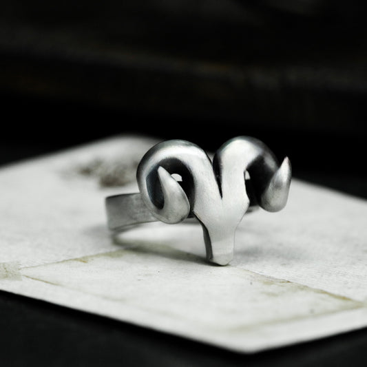 Ram Abstract Animal Ring - 925 Silver Handmade