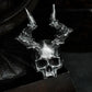 Horned Skull Ring with Bone Crown ¨C 925 Sterling Silver Handmade