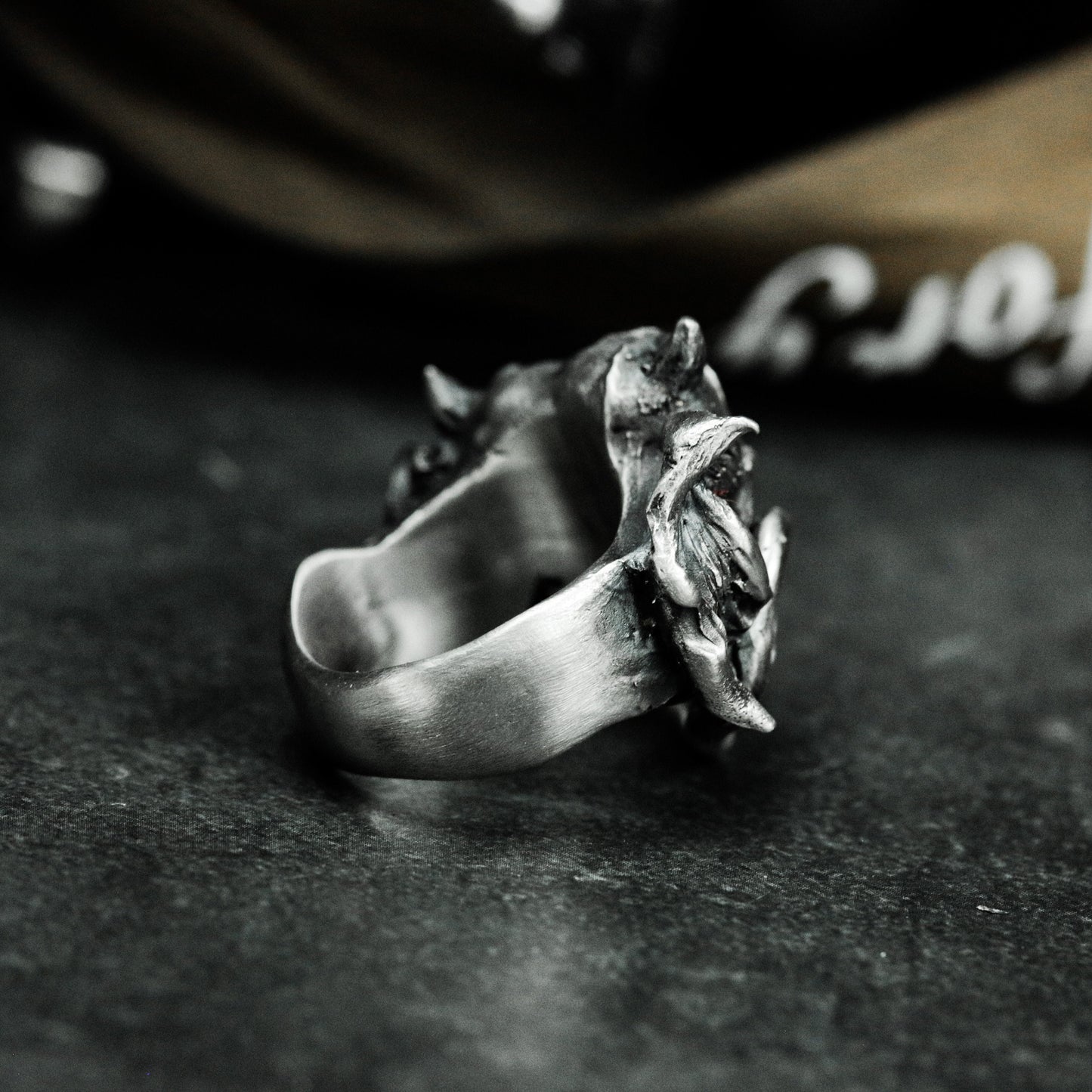 Devil Heart Ring with Horns ¨C 925 Sterling Silver Handmade