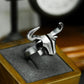 Geometric Bull Ring - 925 Silver Handmade Angular Strength