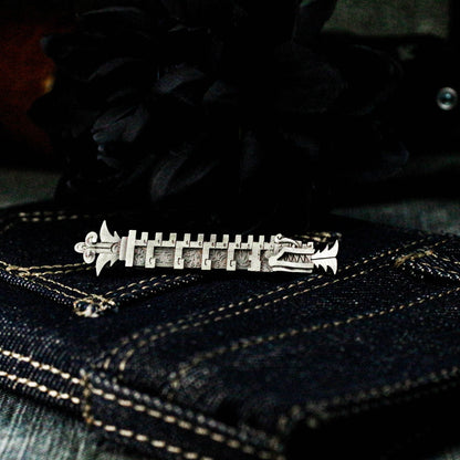 Mayan Dragon Scepter Tie Clip, Dragon Design, 925 Silver Handmade