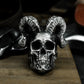 Ram Skull Ring with Curled Horns ¨C 925 Sterling Silver Handmade